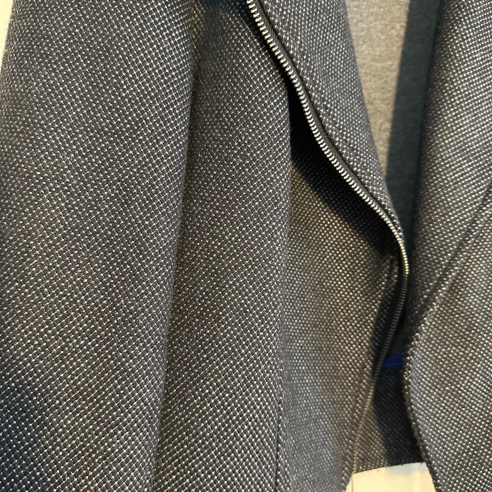 Anthropologie Cartonnier Gray Short Jacket with Faux Fur Trim. - Picture 8 of 11